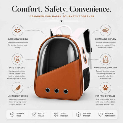 Stylish Cat Carrier Backpack Bag For Cats & Small Dogs