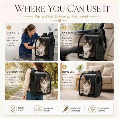 Pet Carrier Backpack With Clear Window & Air Vents