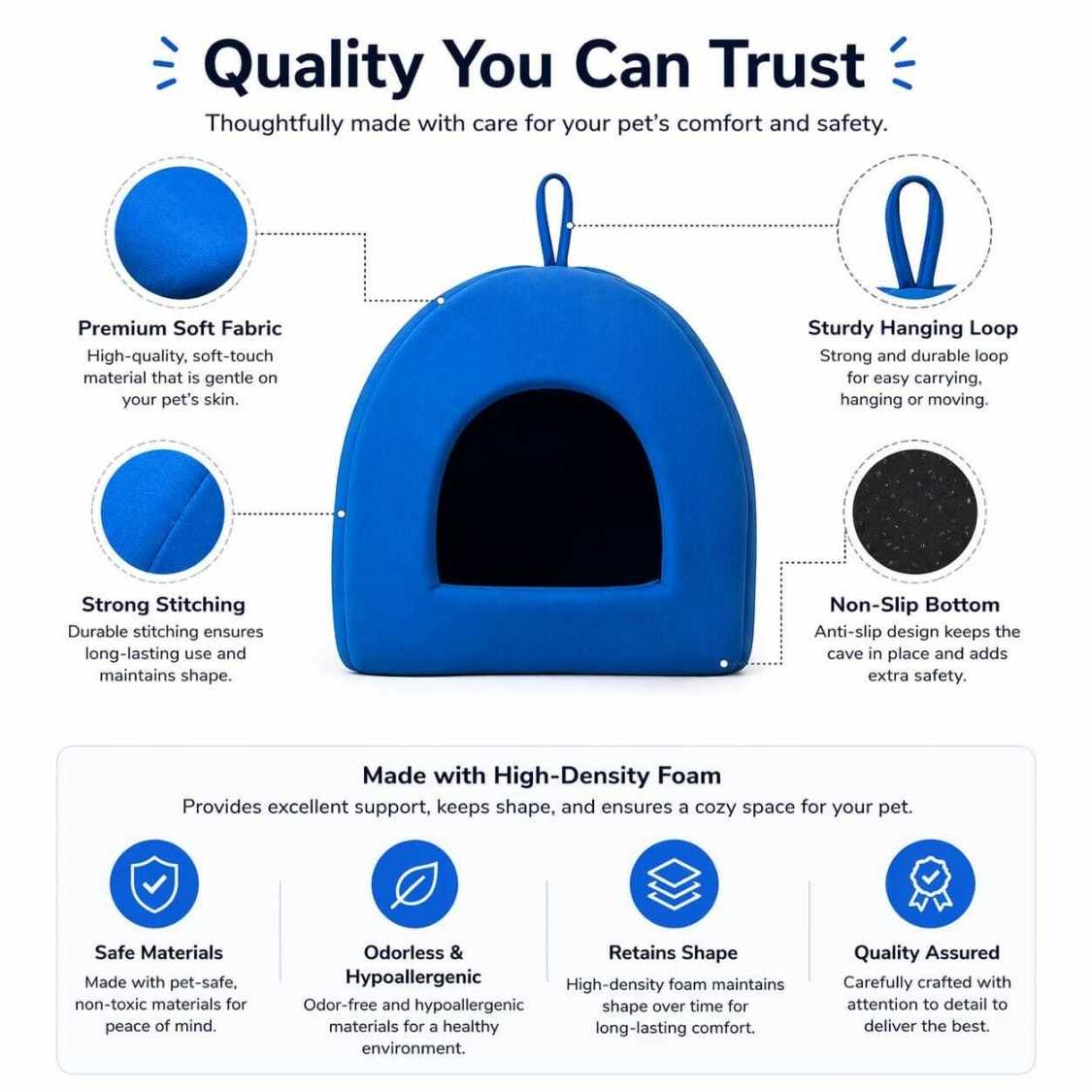 Pet House For Cats & Small Dogs | Foldable Soft Cave Bed Indoor