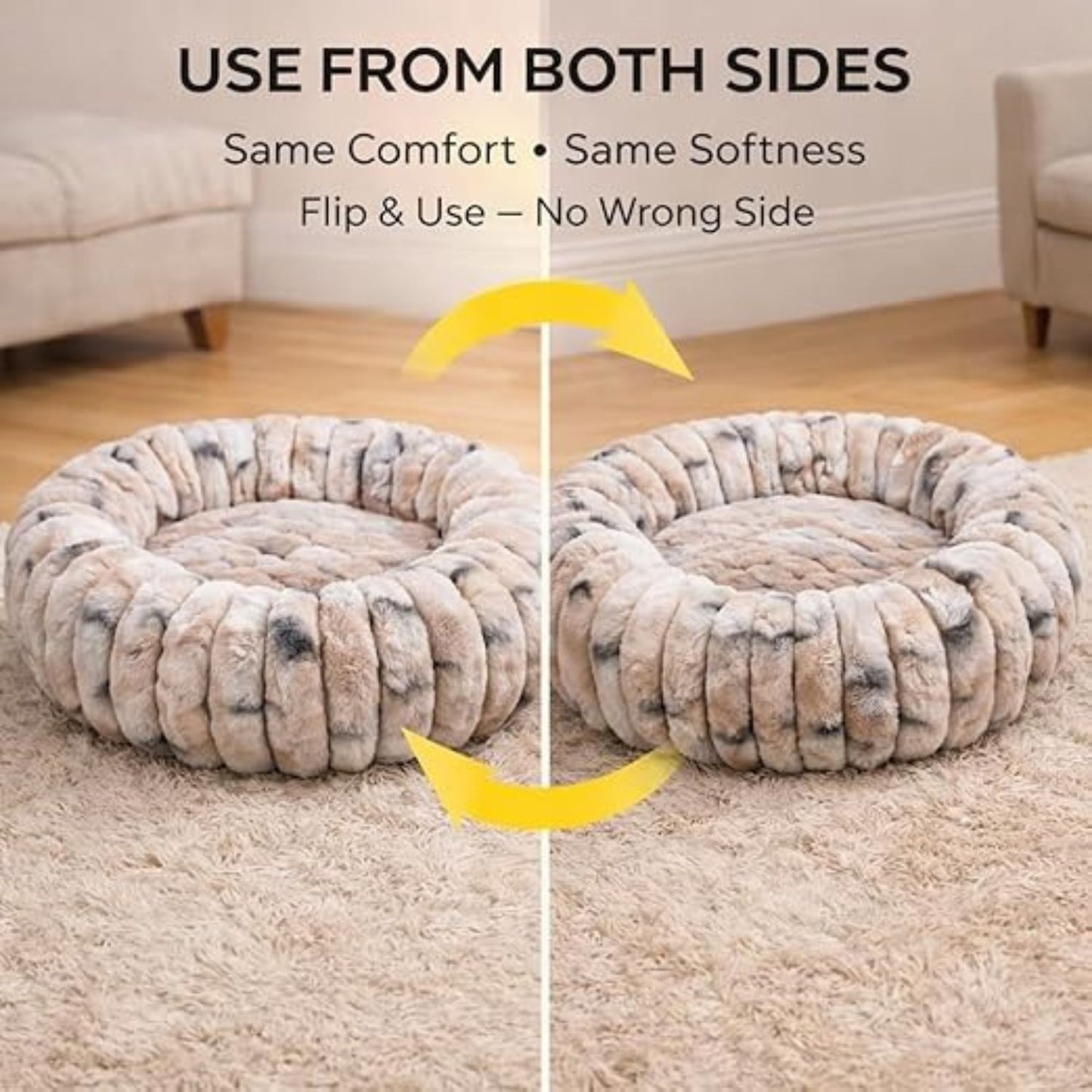 Donut Pet Bed for Cats & Small Dogs – Soft Plush, Cozy, Reversible 2-in-1, Washable, Extra-Small