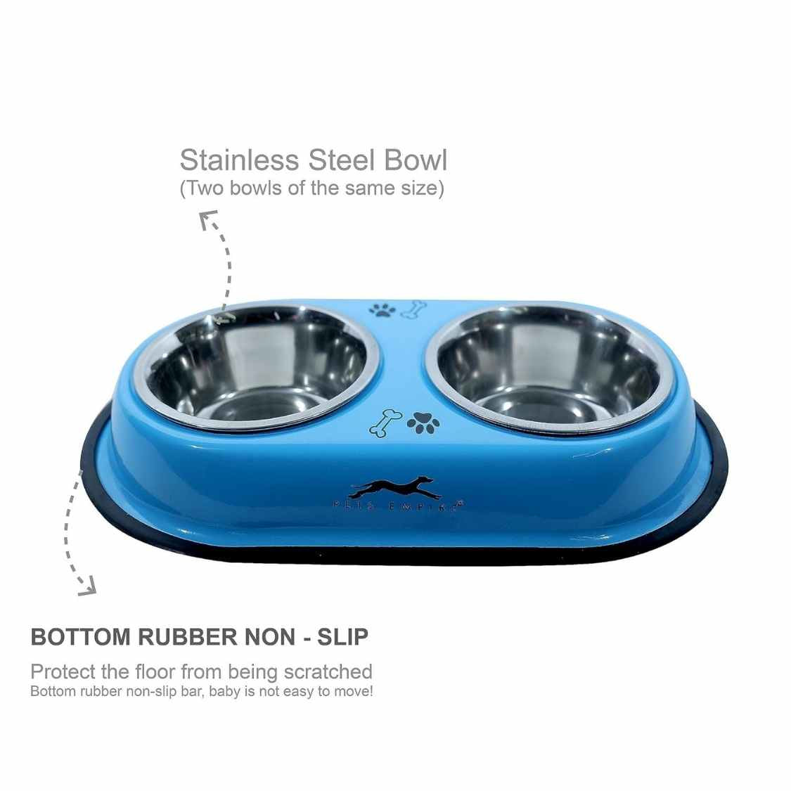 Stainless Steel Double Diner Dog & Cat Bowls with Anti Slip Base