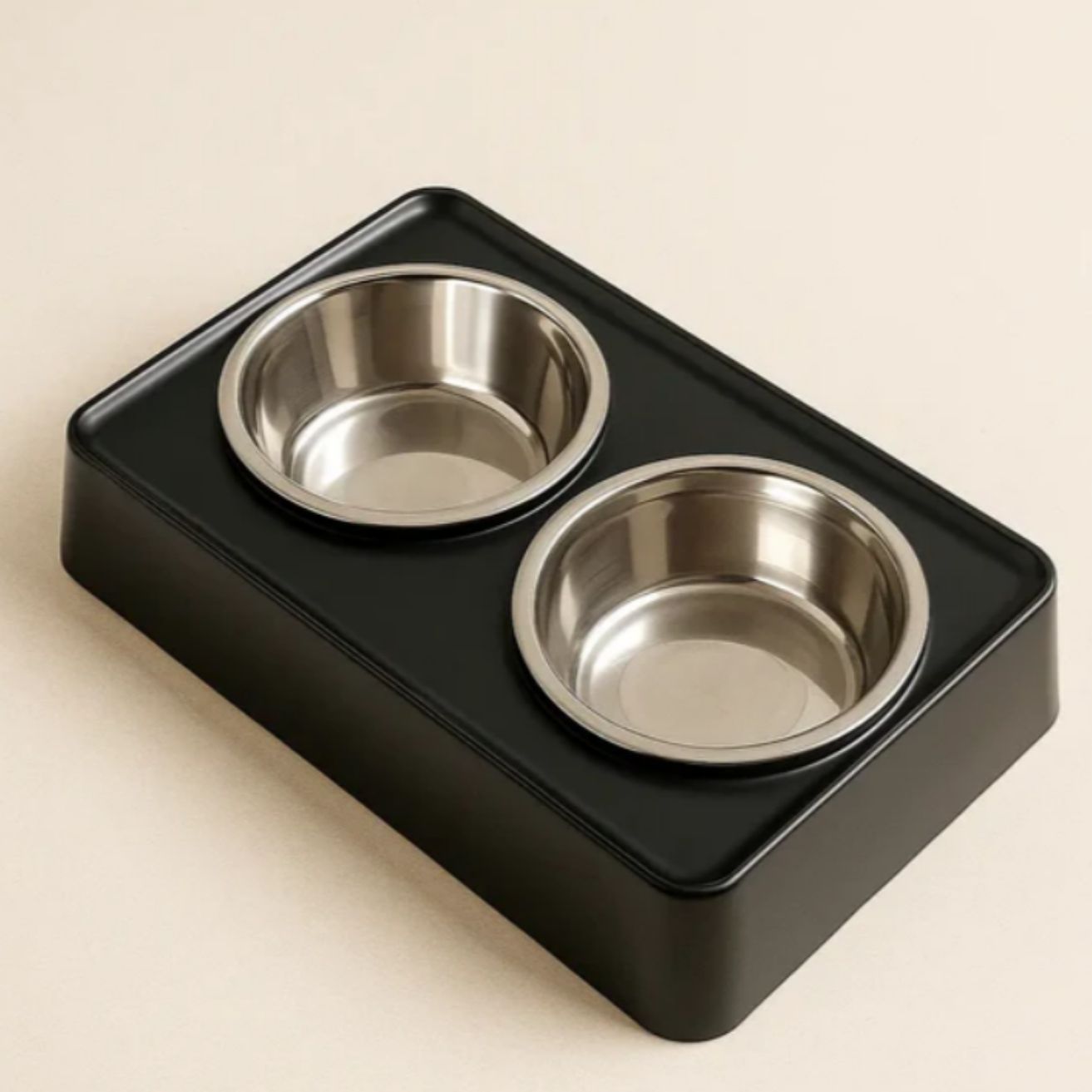 Dual Bowl Pet Feeder Stainless Steel Pet Food & Water Bowl Set