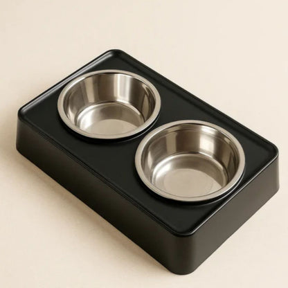 Dual Bowl Pet Feeder Stainless Steel Pet Food & Water Bowl Set