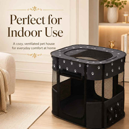 Foldable Pet Cage Tent With Breathable Mesh For Cats & Small Dogs