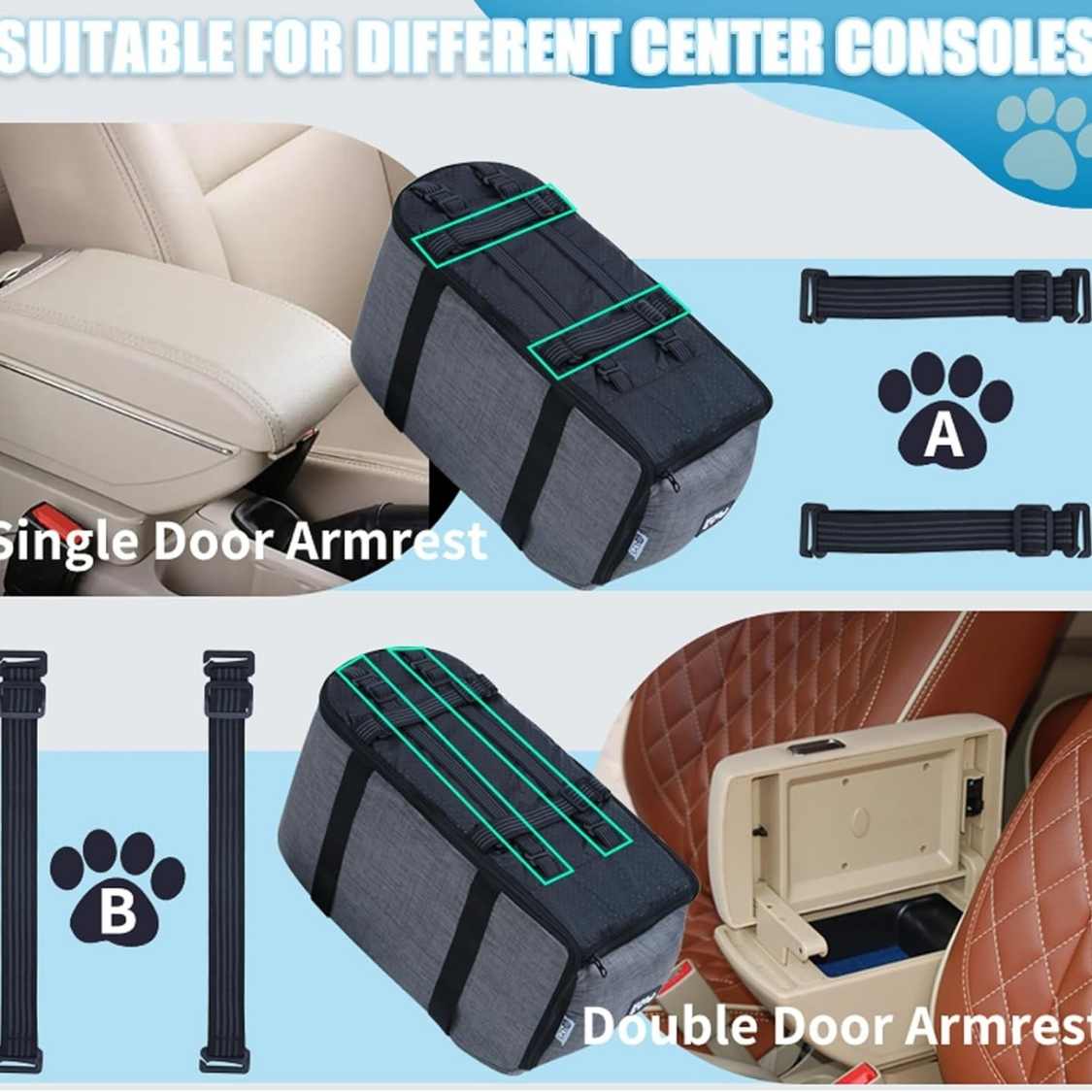 Pet Car Center Console Seat | Elevated Armrest Carrier for Small Dogs & Cats
