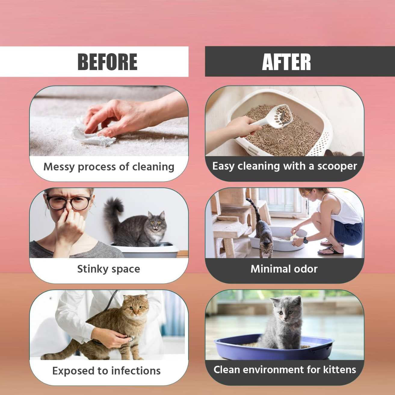 Cat Cleaning Tool | Ergonomic Litter Scoop Durable 3-Pack