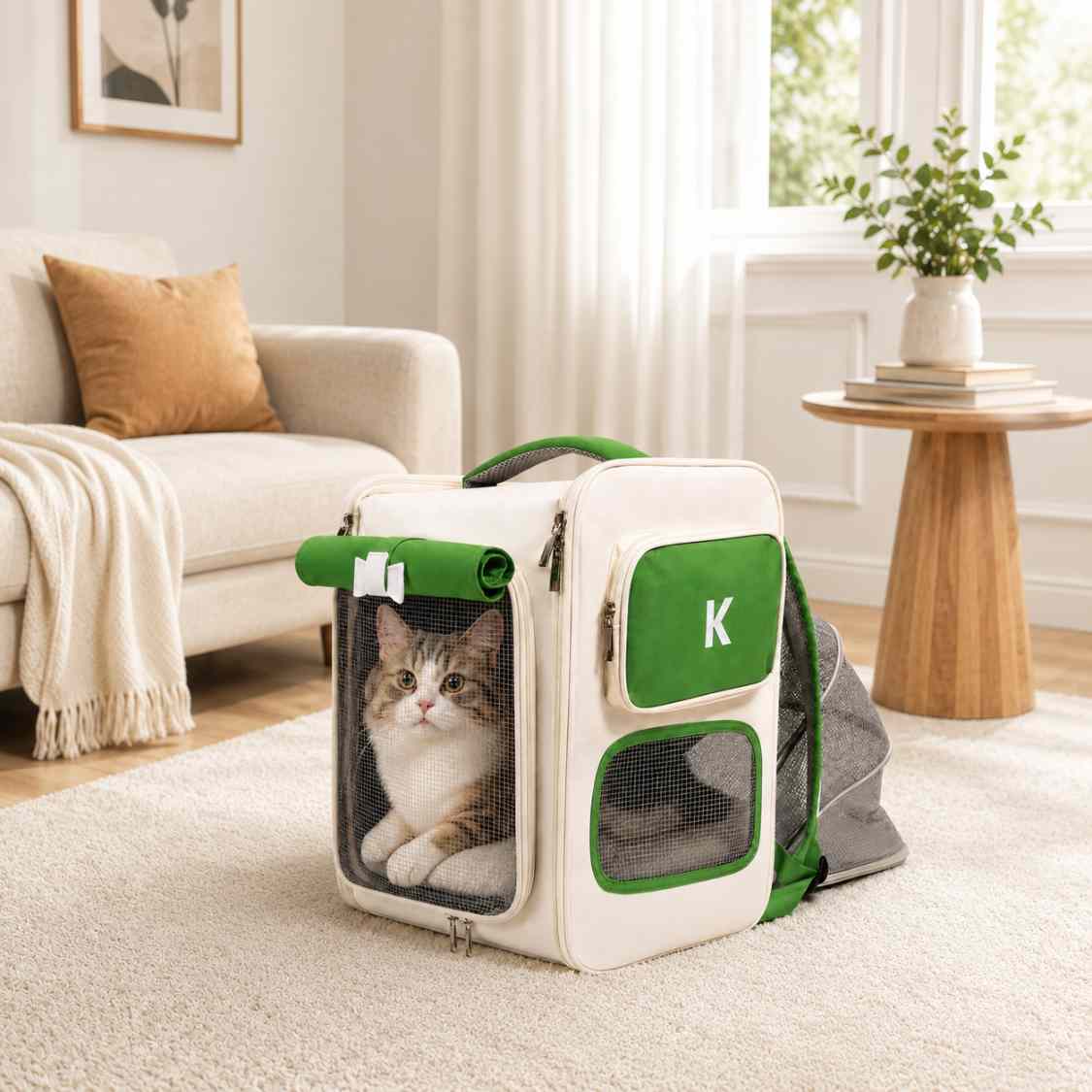 Expandable Cat Carrier Backpack With Breathable Mesh For Pets