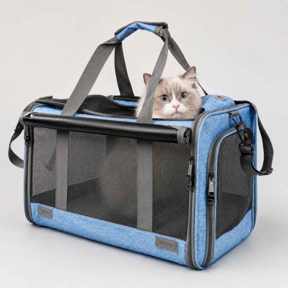 Foldable Cat Carrier Bag With Mesh Window For Travel