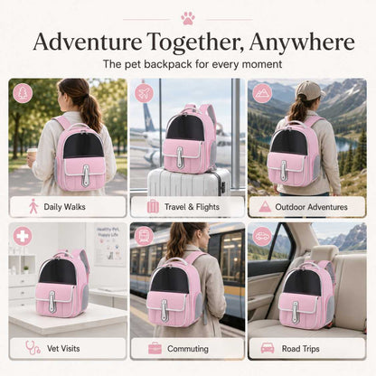 Breathable Pet Carrier Backpack With Front Pocket For Easy Travel