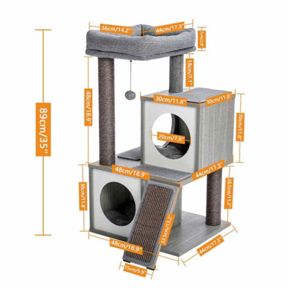 Multi Level Cat Tree | Exercise Scratch & Cozy Indoor Rest For Cats