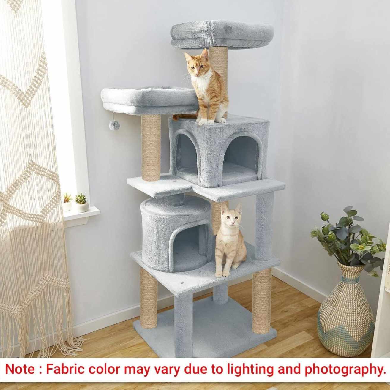 Multistory Fur Fabric Cat Tree for Kittens | 57 Inch (FURR-55)