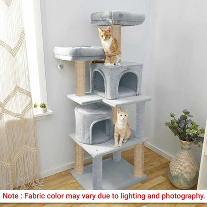 Multistory Fur Fabric Cat Tree for Kittens | 57 Inch (FURR-55)