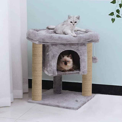 Kitten Cat Tree with Scratching Post, Condo & Hanging Ball | 23 Inch