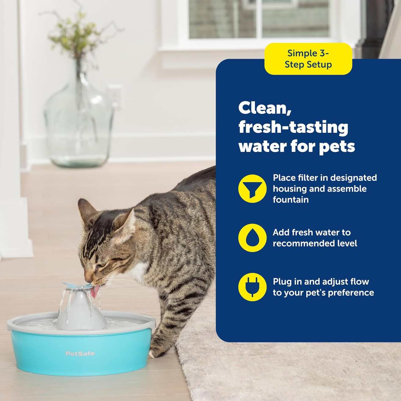 Butterfly Pet Water Fountain with Pump & Carbon Filter For Dogs & Cats | 50 oz