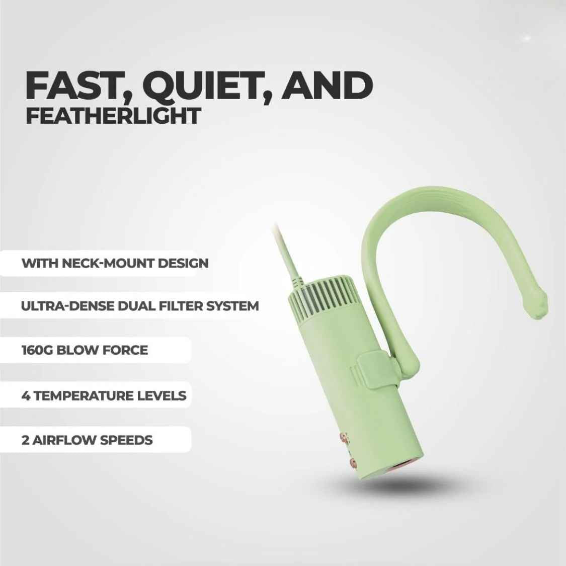 Hands Free Pet Dryer Neck Hanging | Quiet & Fast Pet Grooming Dryer