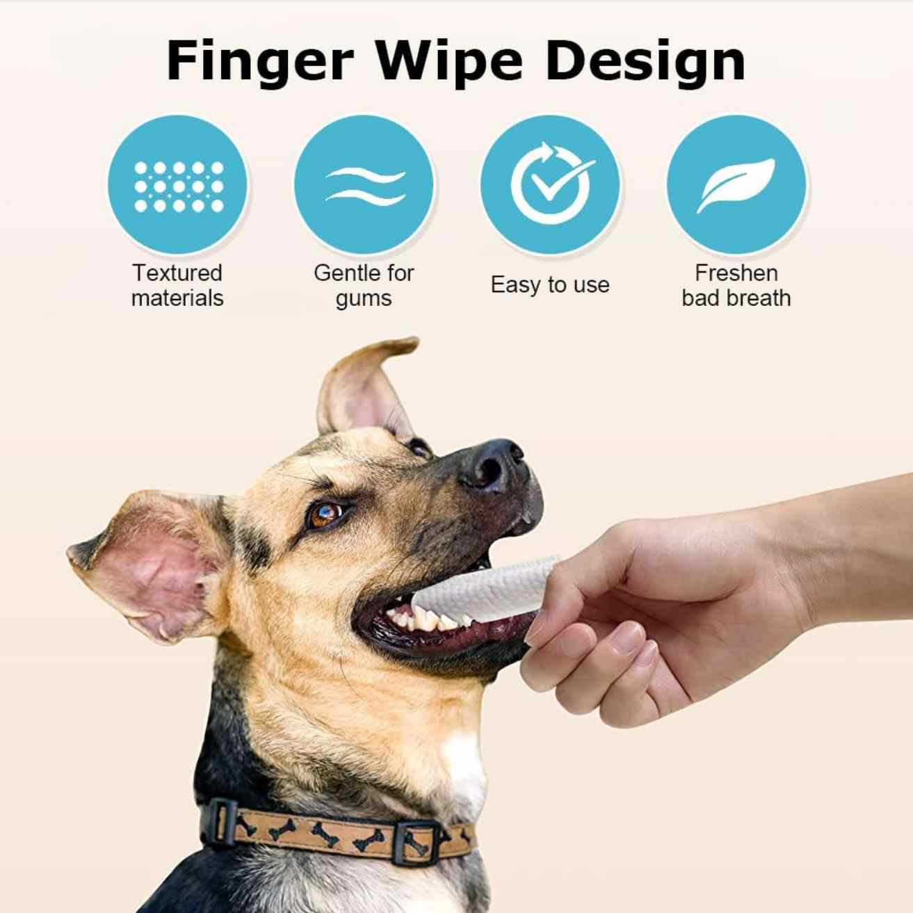 Pet Teeth Cleaning Finger Wipes for Dogs & Cats (50 Pcs)