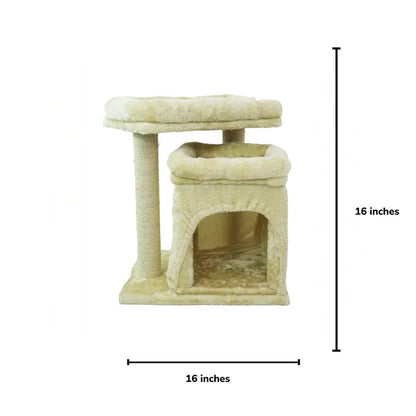 Scratching Post Activity Tree Condo | Fur Fabric (Beige)