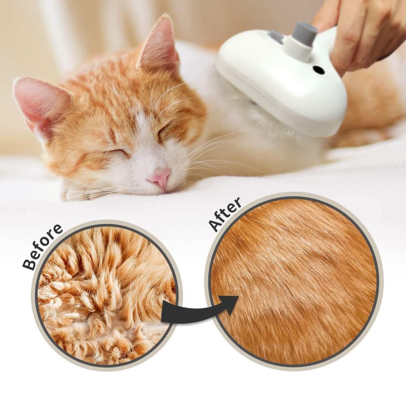 Steamy Self Cleaning Pet Brush For Dogs & Cats | Anti Static Steam Grooming Brush