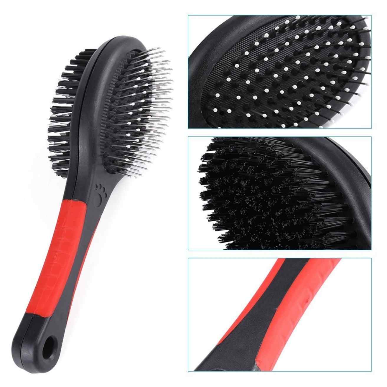 Double Sided Pet Grooming Brush | Plastic Handle Pet Shedding Comb