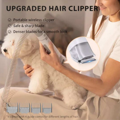 5-in-1 Pet Grooming Kit with Air Clipper - Low Noise Rechargeable Tool