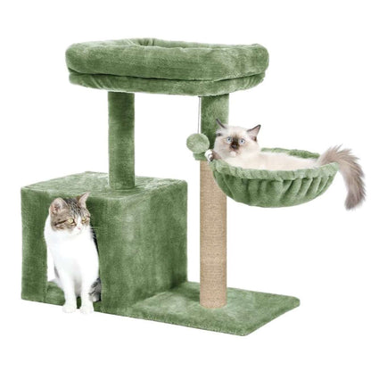 Cat Tree with Scratching Posts, Hammock and Perches(Green)