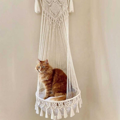 Macrame Cat Hammock | Stylish Hanging Bed Without Pillow