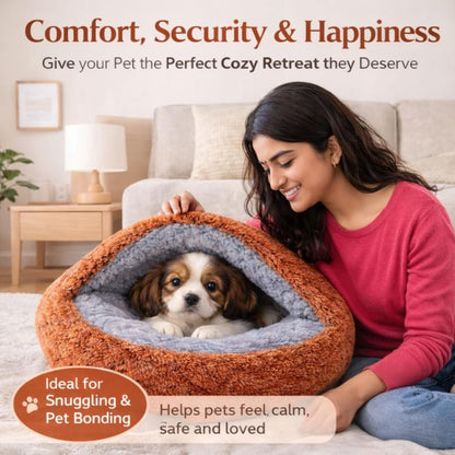 Ultra Soft Plush Round Pet Bed for Dogs & Cats – Warm Cozy Washable Bed with Anti-Slip Base