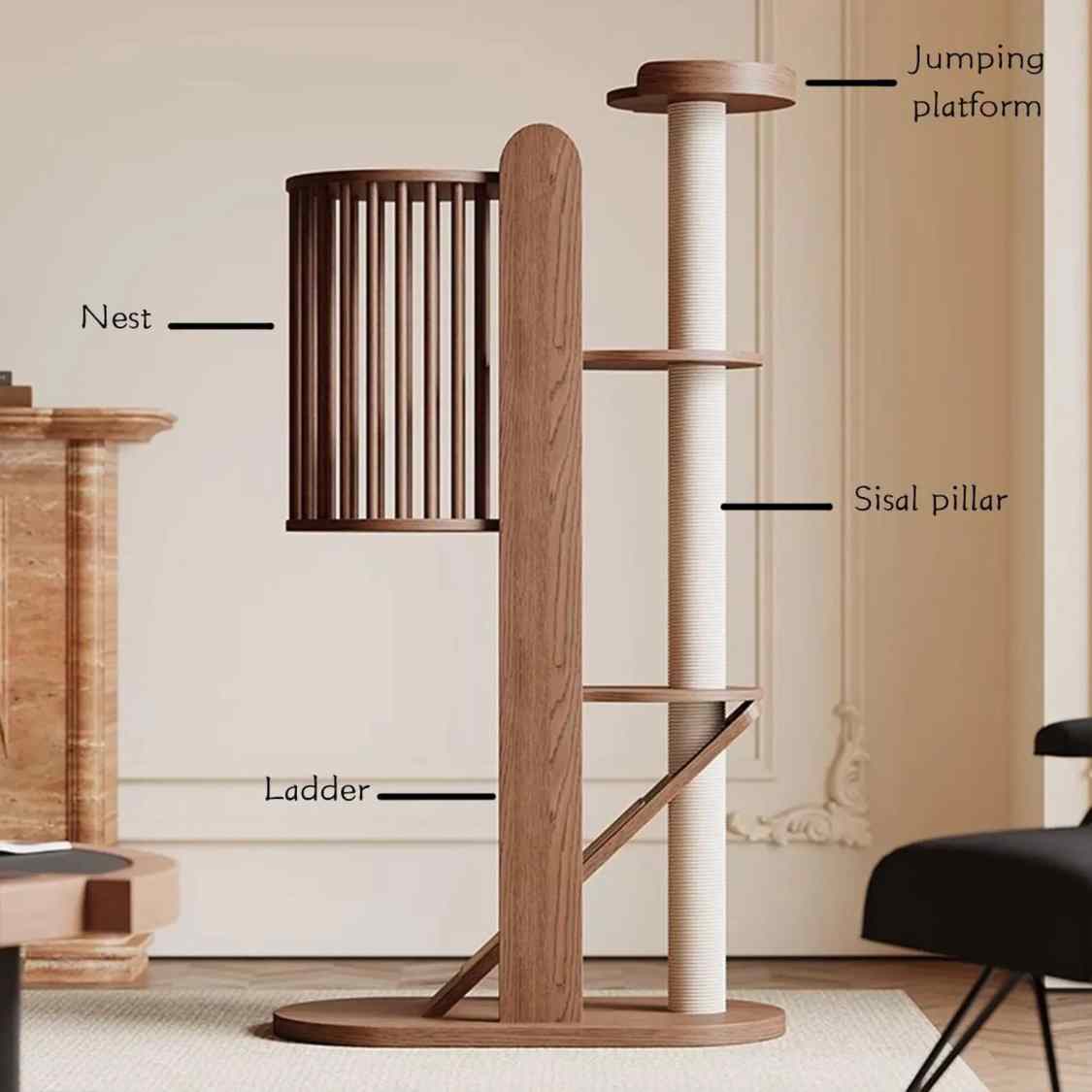 Luxury Wooden Cat Tree | Modern Cat Condo & Scratching Tower