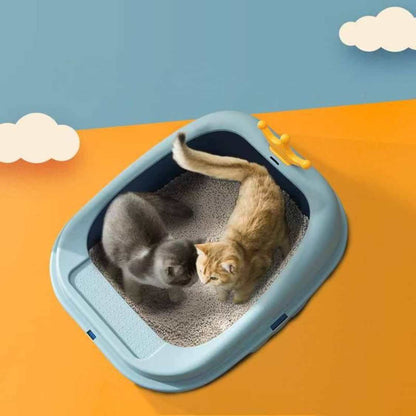 Open Cat Litter Box With High Rim | Anti Scatter Tray For Cats