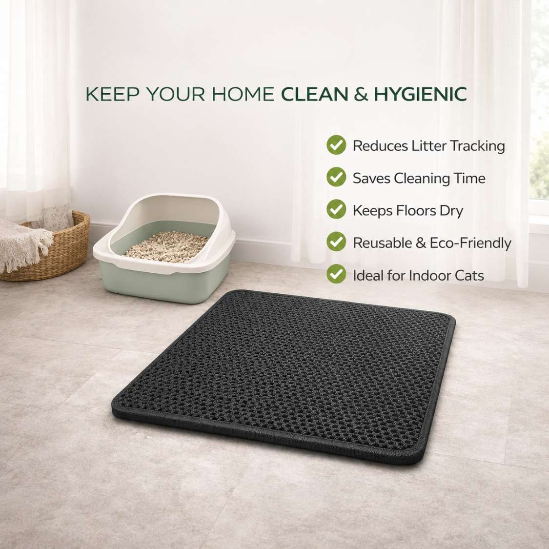 Double Layer Cat Litter Mat | Easy Clean Waterproof Litter Trapping Mat