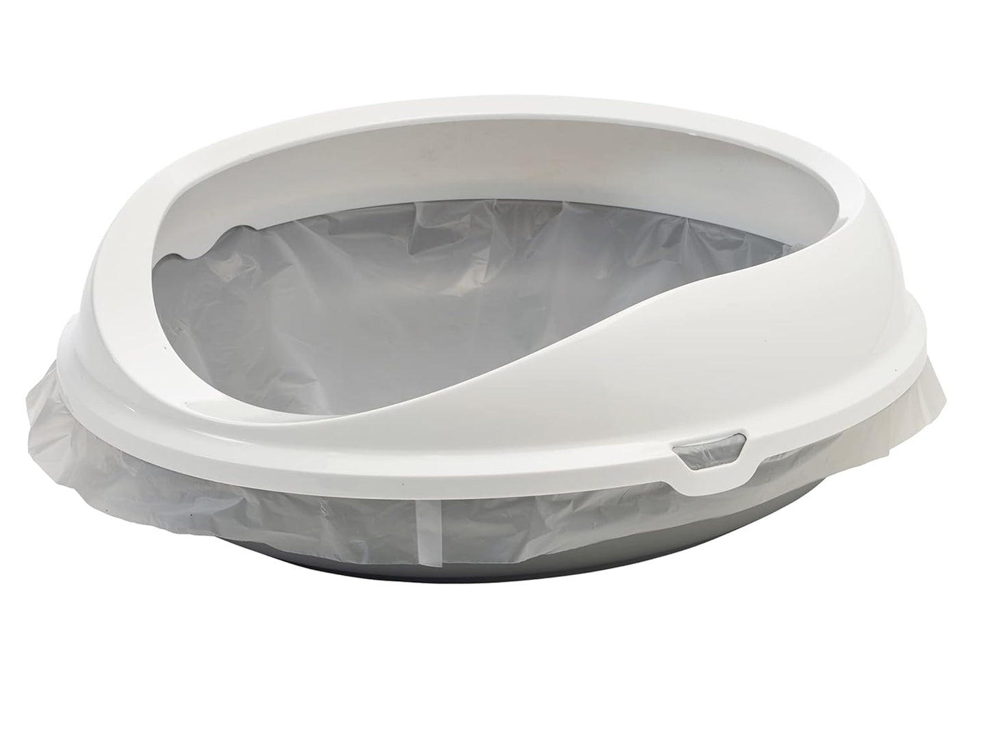 Figaro Oval Cat Litter Tray with Rim in Grey