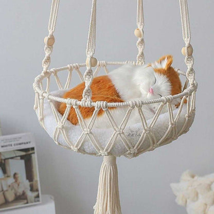 Handmade Macrame Cat Hammock | Space Saving Bed Without Pillow