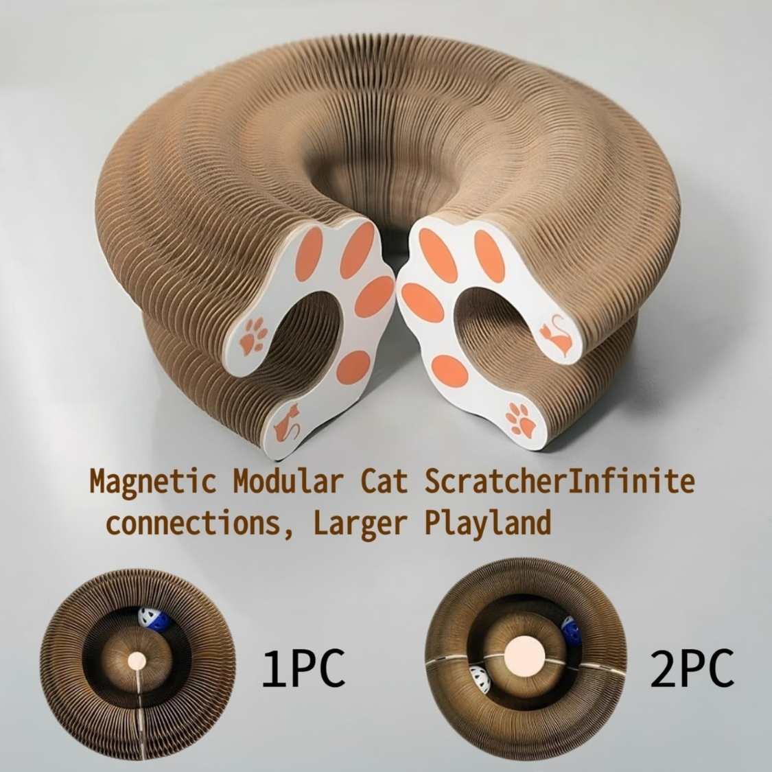 Reversible Cardboard Cat Scratcher with Ball Track | Cat Toy & Scratch Pad