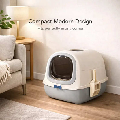 Covered Cat Litter Box | Enclosed Design with Door & Odor Control