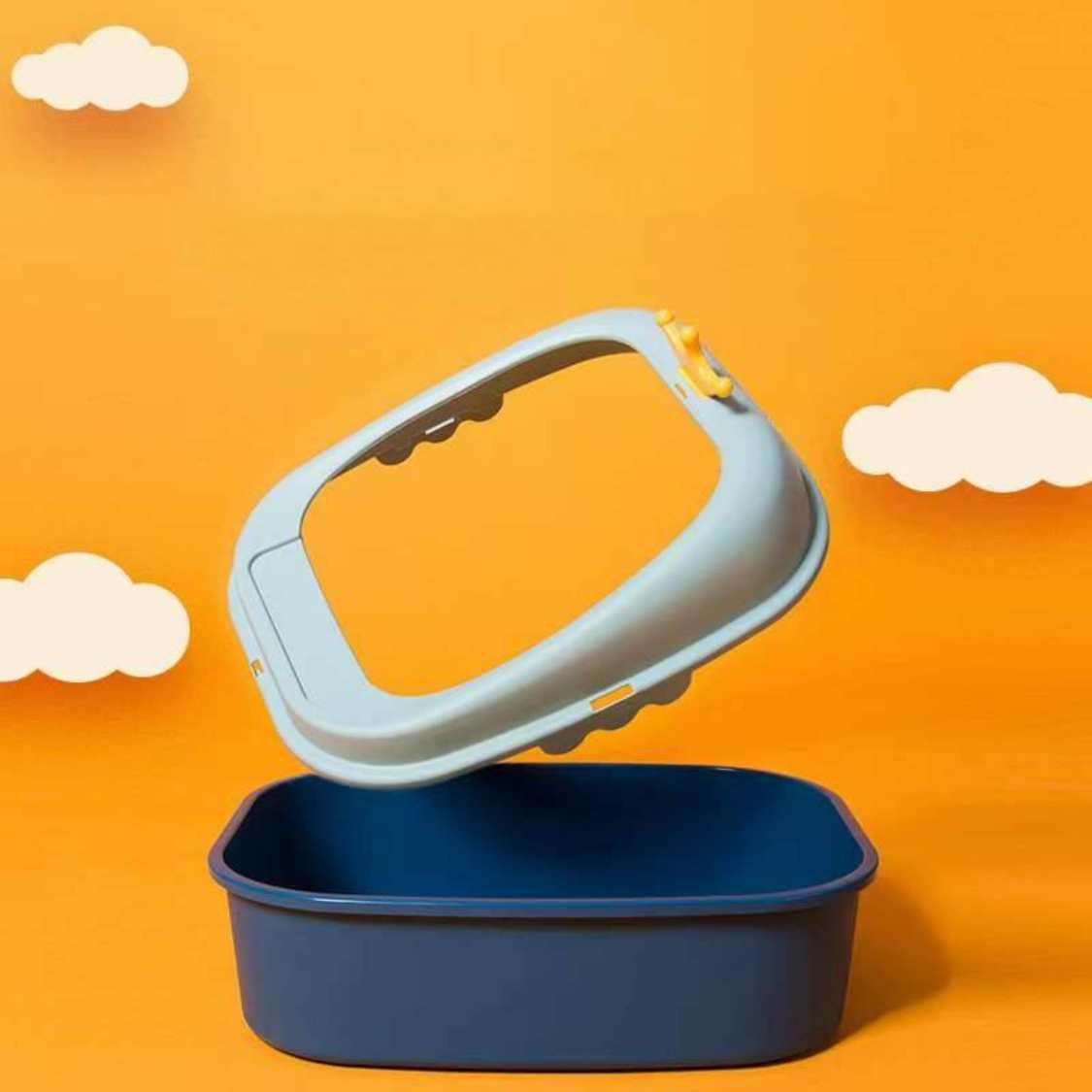 Open Cat Litter Box With High Rim | Anti Scatter Tray For Cats