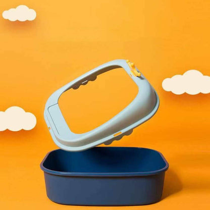 Open Cat Litter Box With High Rim | Anti Scatter Tray For Cats