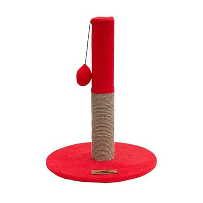 Plush Fabric Cat Tree Scratcher, 20Inch Height, Modern Multi-Level Design, Pink Plush with Jute Rope Post (RED)