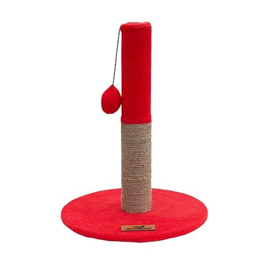 Plush Fabric Cat Tree Scratcher, 20Inch Height, Modern Multi-Level Design, Pink Plush with Jute Rope Post (RED)