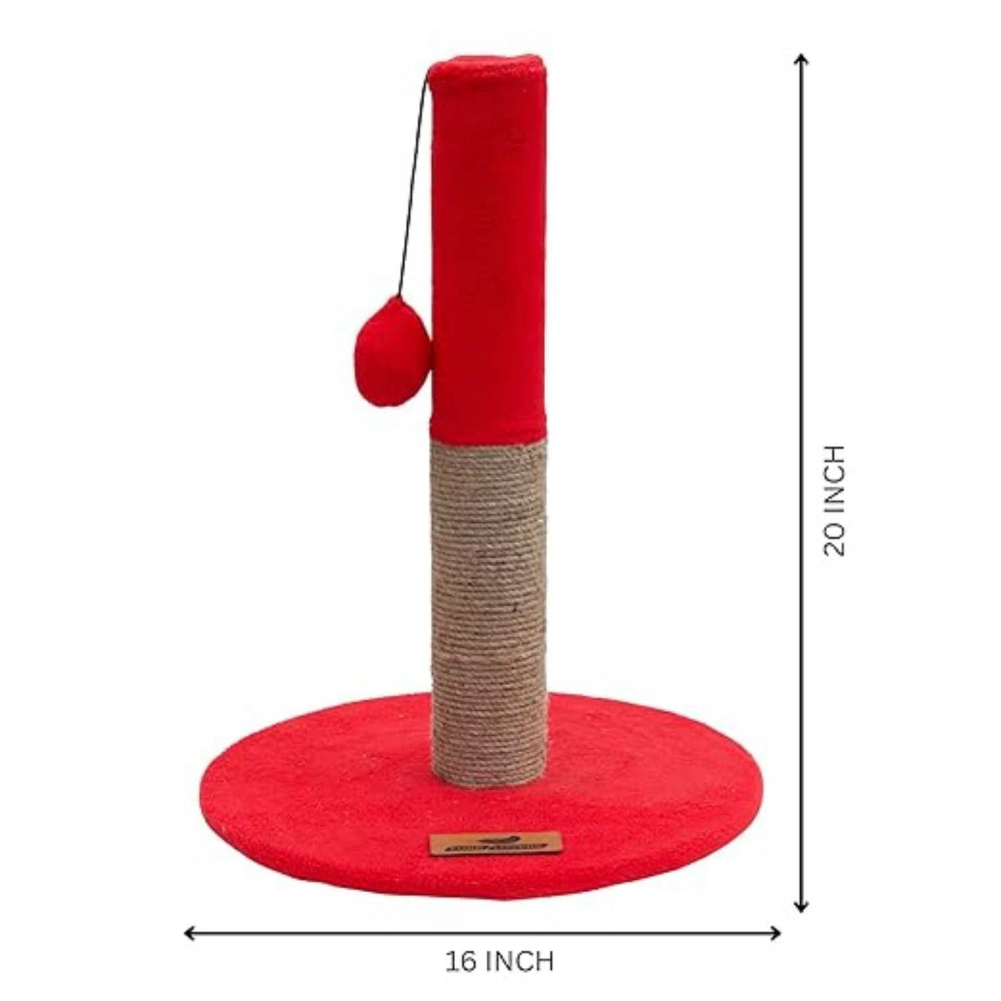 Plush Fabric Cat Tree Scratcher, 20Inch Height, Modern Multi-Level Design, Pink Plush with Jute Rope Post (RED)