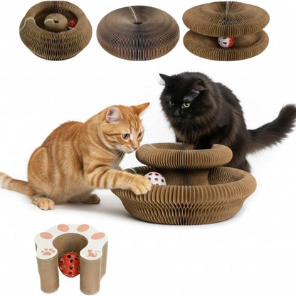 Reversible Cardboard Cat Scratcher with Ball Track | Cat Toy & Scratch Pad