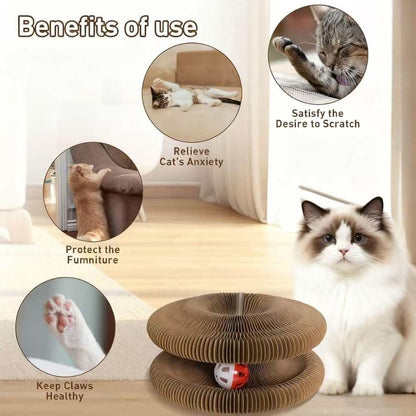 Reversible Cardboard Cat Scratcher with Ball Track | Cat Toy & Scratch Pad