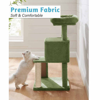 Cat Kitten Tree with Scratching Post, Ladder & Hanging Toy | 39 Inch Green