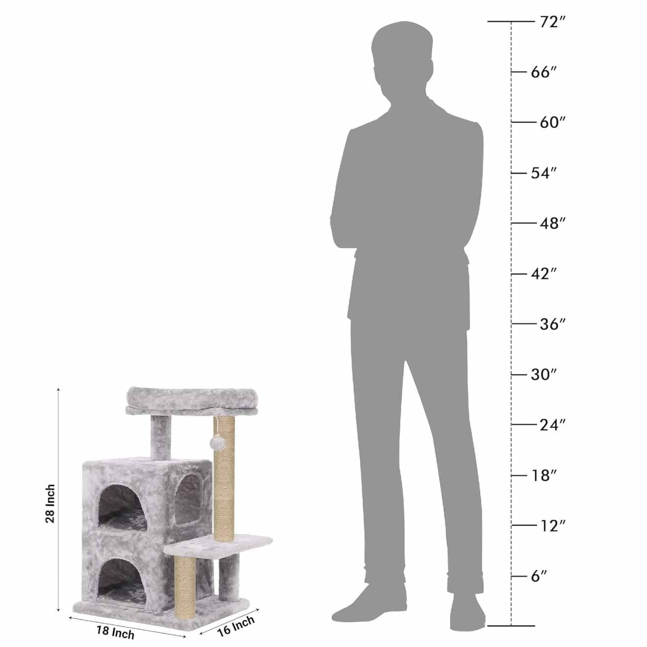 Condo Activity Kitten Cat Tree with Dangling Ball & Scratching Post | 28 Inch