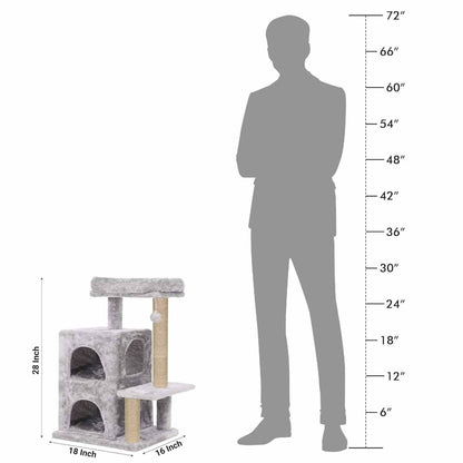 Condo Activity Kitten Cat Tree with Dangling Ball & Scratching Post | 28 Inch