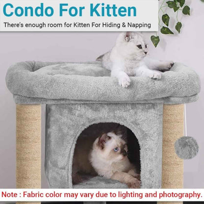 Kitten Cat Tree with Scratching Post, Condo & Hanging Ball | 23 Inch
