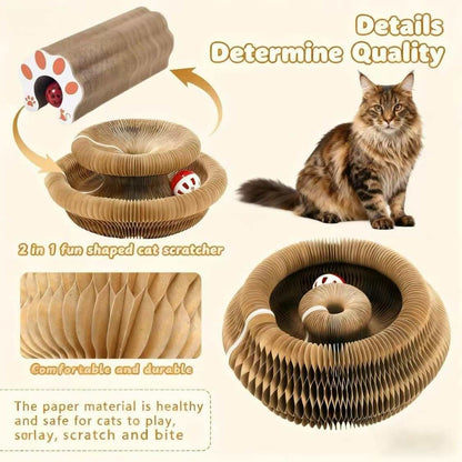 Reversible Cardboard Cat Scratcher with Ball Track | Cat Toy & Scratch Pad
