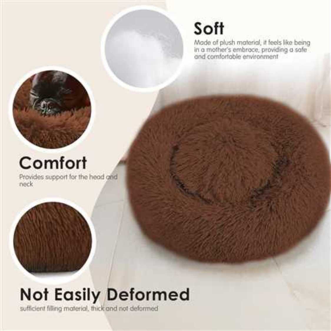 Dog & Cat Rounded Donut Bed | 2 in 1 Reversible Soft & Cozy Pet Bed