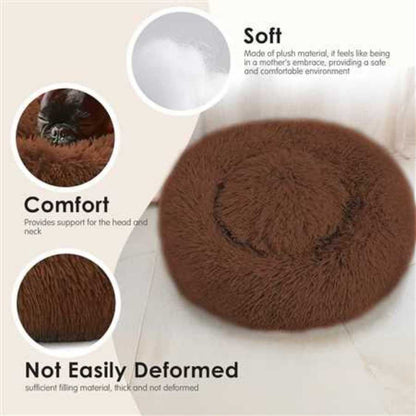 Dog & Cat Rounded Donut Bed | 2 in 1 Reversible Soft & Cozy Pet Bed