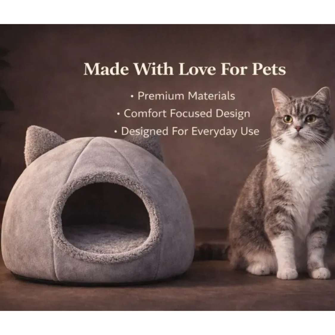 Foldable Cat House Bed | Cozy Indoor Cat Cave With Cushion