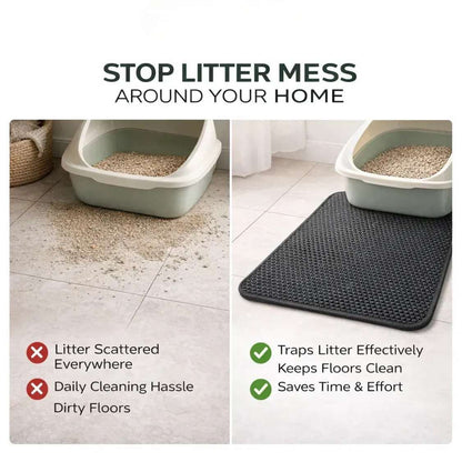 Double Layer Cat Litter Mat | Easy Clean Waterproof Litter Trapping Mat